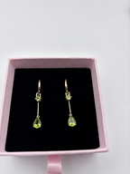 Ophelisse Solid 10K Solid Yellow Gold Pear & Round Shape Natural Peridot Convertible Hoop & Dangle Earrings