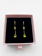 Ophelisse Solid 10K Solid Yellow Gold Pear & Round Shape Natural Peridot Convertible Hoop & Dangle Earrings