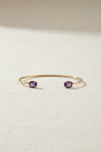 Ophelisse Solid 10K Yellow Gold Oval Natural Amethyst Bracelet Cuff