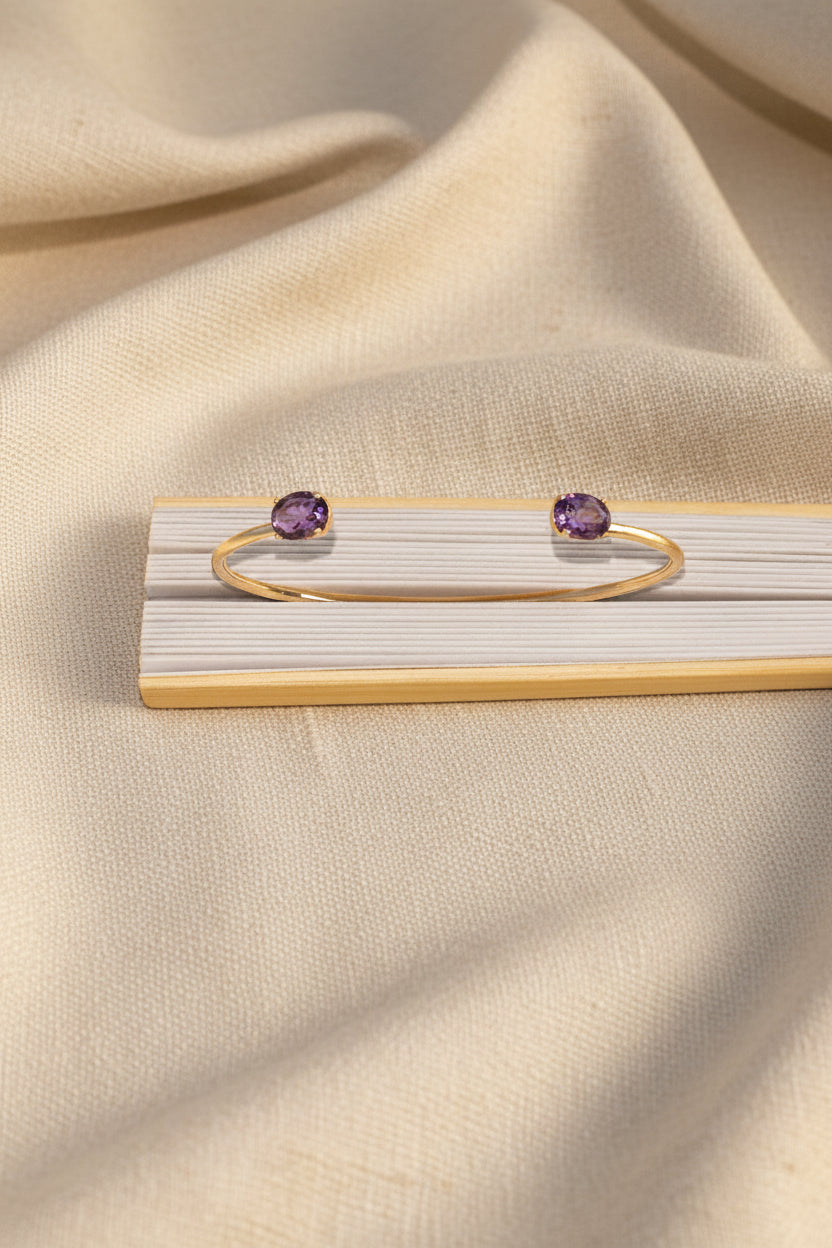 10K Yellow Gold Amethyst Bangle