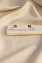 Ophelisse Solid 10K Yellow Gold Oval Natural Amethyst Bracelet Cuff