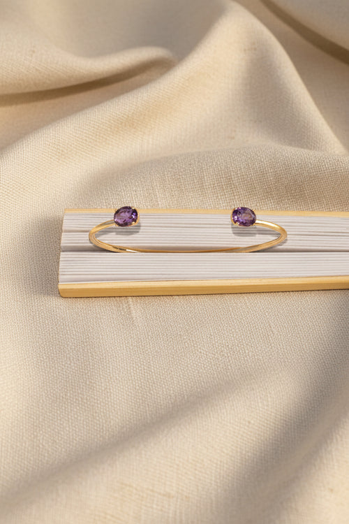 10K Yellow Gold Amethyst Bangle
