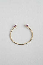 Ophelisse Solid 10K Yellow Gold Oval Natural Amethyst Bracelet Cuff