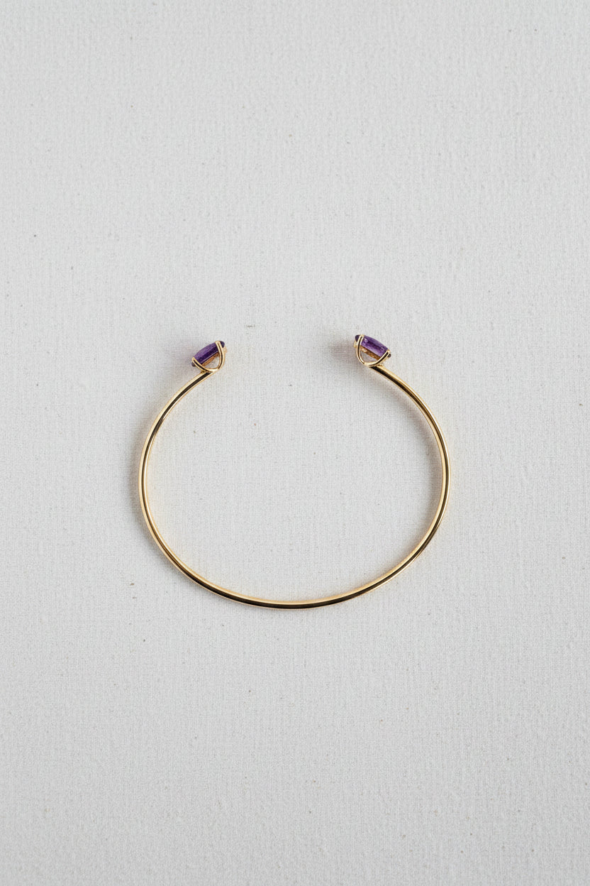 10K Yellow Gold Amethyst Bangle