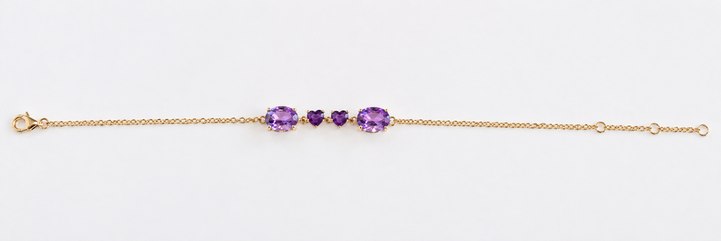 10K Yellow Gold Amethyst Bracelet