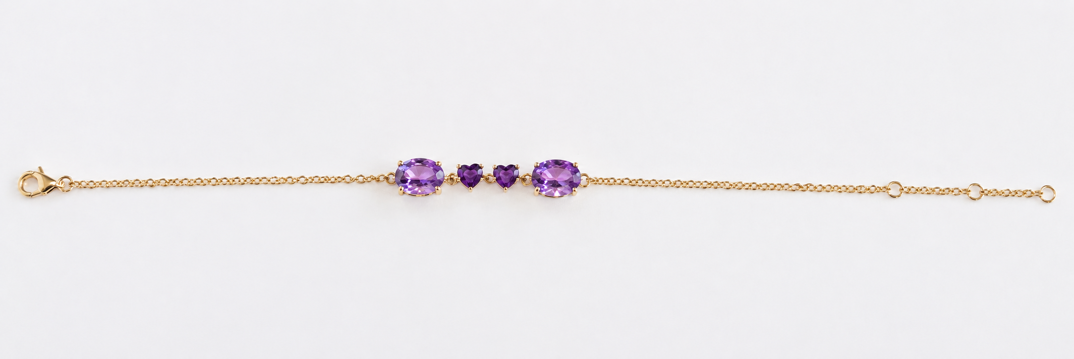 10K Yellow Gold Amethyst Bracelet