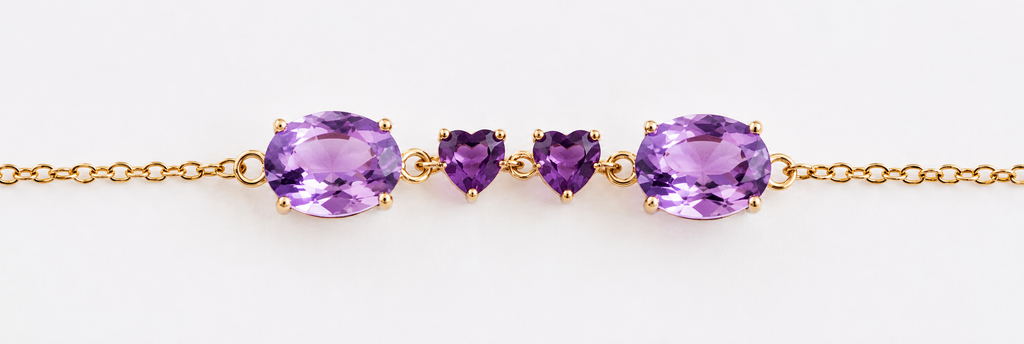 10K Yellow Gold Amethyst Bracelet