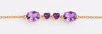 Ophelisse Solid 10K Yellow Gold Oval & Heart Natural Amethyst Bracelet