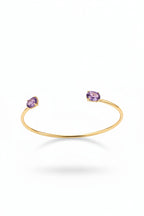 Ophelisse Solid 10K Yellow Gold Oval Natural Amethyst Bracelet Cuff
