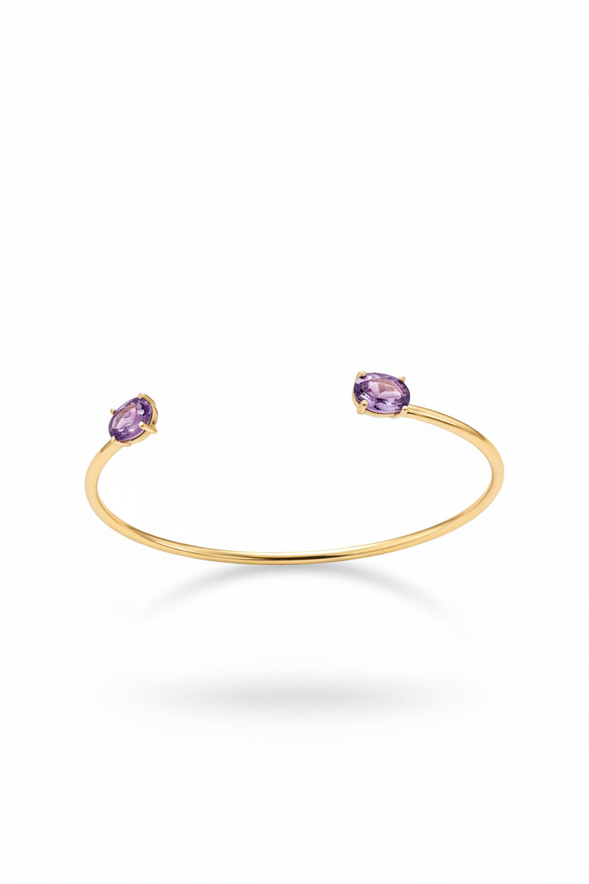 10K Yellow Gold Amethyst Bangle