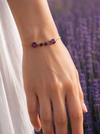 Ophelisse Solid 10K Yellow Gold Oval & Heart Natural Amethyst Bracelet