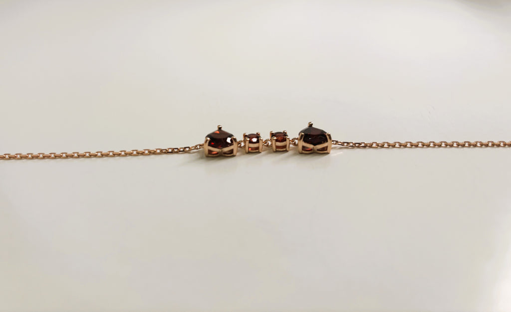 10K Rose Gold Garnet Bracelet