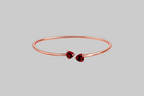 Ophelisse Solid 10K Rose Gold Heart Natural Garnet Bracelet Cuff