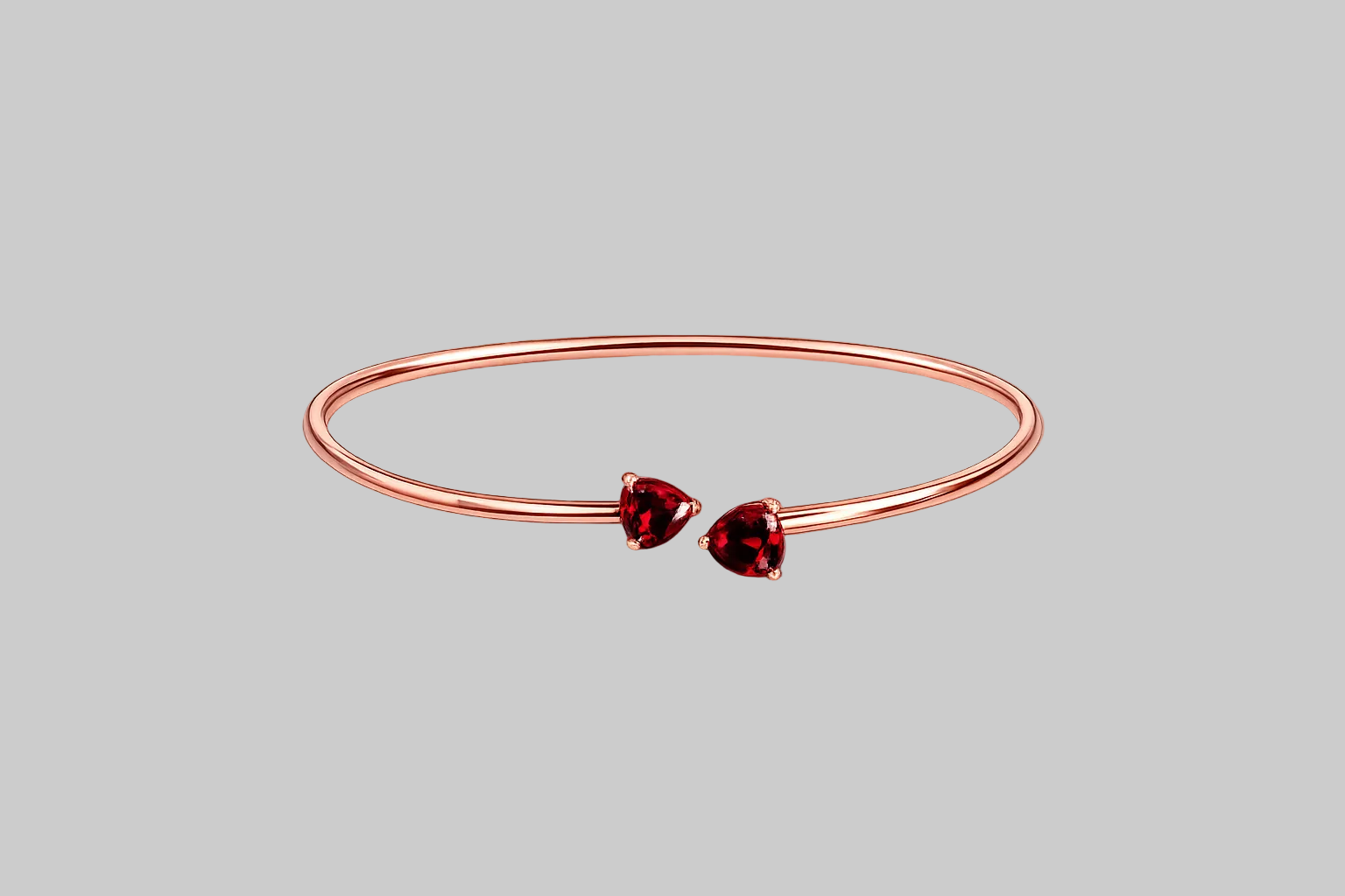 10K Rose Gold Garnet Bangle