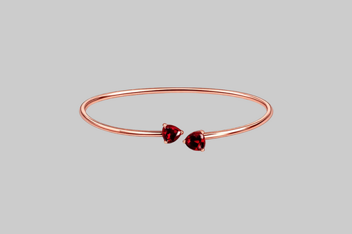 10K Rose Gold Garnet Bangle