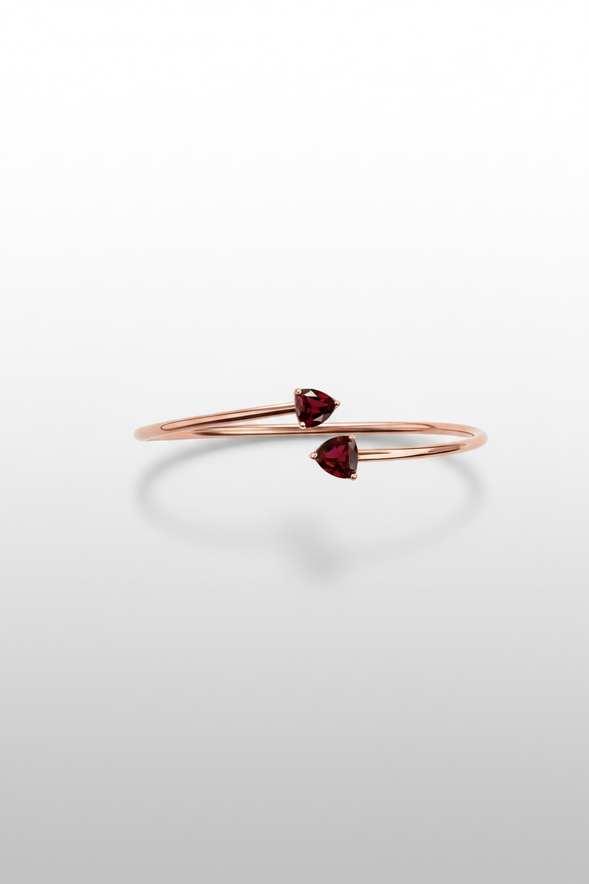 10K Rose Gold Garnet Bangle