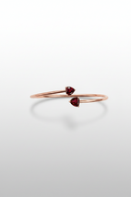Ophelisse Solid 10K Rose Gold Heart Natural Garnet Bracelet Cuff