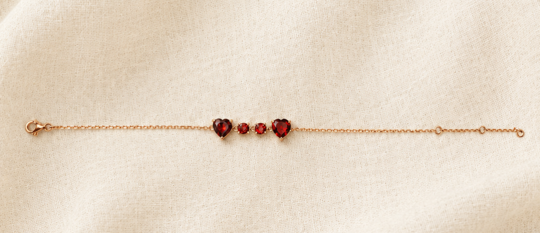 10K Rose Gold Garnet Bracelet