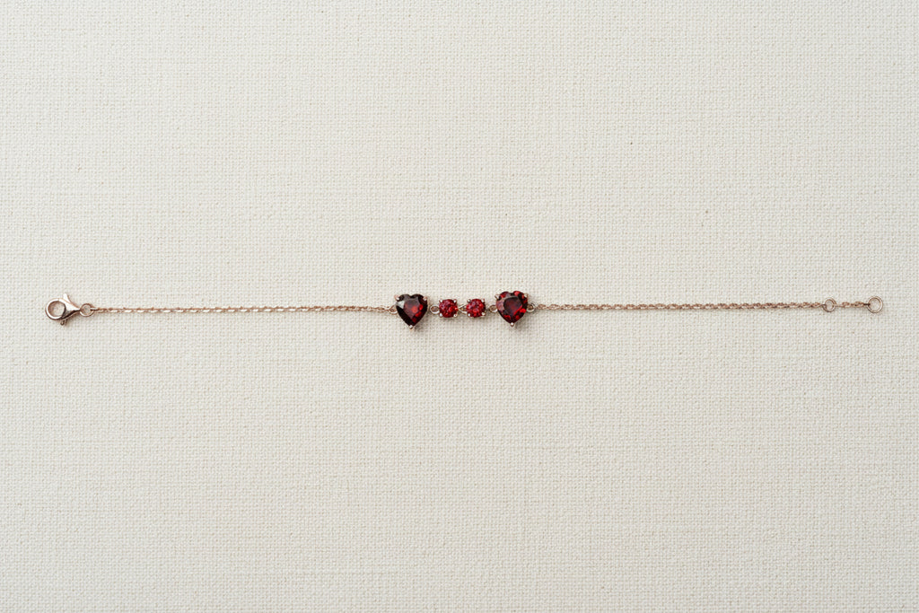 10K Rose Gold Garnet Bracelet