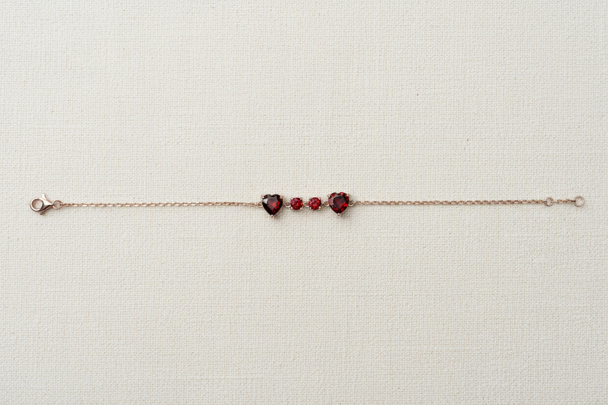 10K Rose Gold Garnet Bracelet