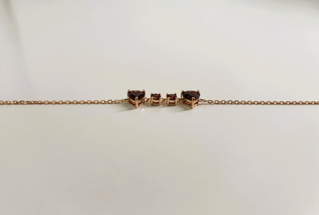 10K Rose Gold Garnet Bracelet