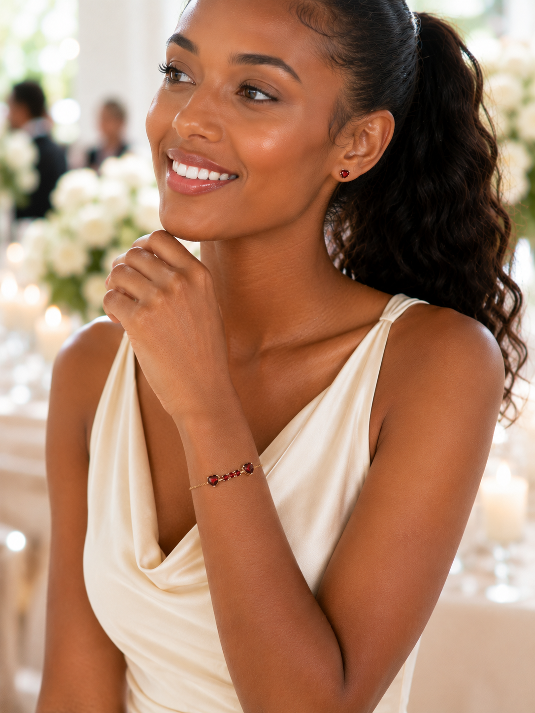10K Rose Gold Garnet Bracelet