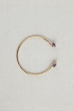 Ophelisse Solid 10K Yellow Gold Oval Natural Amethyst Bracelet Cuff