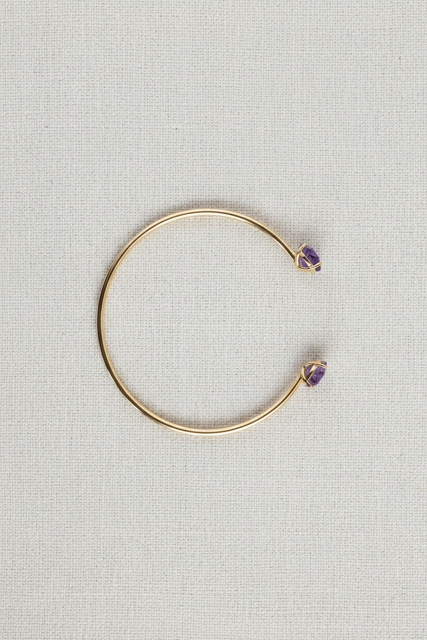 10K Yellow Gold Amethyst Bangle