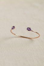 Ophelisse Solid 10K Yellow Gold Oval Natural Amethyst Bracelet Cuff