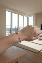 Ophelisse Solid 10K Yellow Gold Oval Natural Amethyst Bracelet Cuff