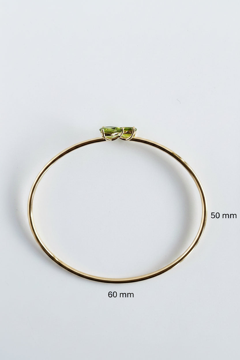 10k Yellow Gold Peridot Bangle