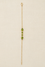 Ophelisse Solid 10k Yellow Gold Pear & Round Natural Peridot Bracelet