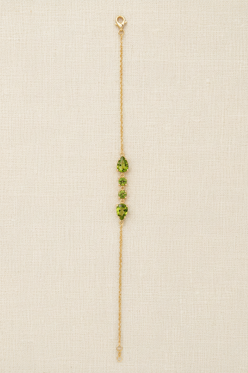 10k Yellow Gold Peridot Bracelet
