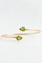 Ophelisse Solid 10k Yellow Gold Pear Natural Peridot Cuff