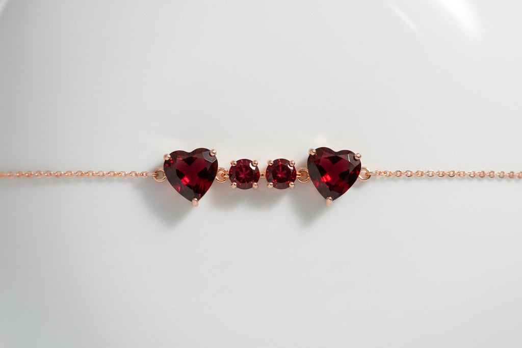 10K Rose Gold Garnet Bracelet