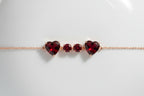 Ophelisse Solid 10K Rose Gold Heart and Round Natural Garnet Bracelet