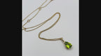 Video of Ophelisse Solid 10k Yellow Gold Pear Natural Peridot Necklace Pendant 
