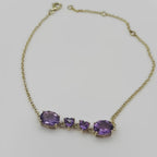 Ophelisse Solid 10K Yellow Gold Oval & Heart Natural Amethyst Bracelet