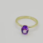 Ophelisse Solid 10K Yellow Gold Oval Natural Amethyst Solitaire Ring