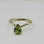 Ophelisse Solid 10K Yellow Gold Pear Natural Peridot Solitaire Ring