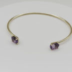 Ophelisse Solid 10K Yellow Gold Oval Natural Amethyst Bracelet Cuff