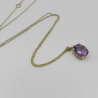 Ophelisse Solid 10K Yellow Gold Natural Amethyst Oval Pendant Necklace